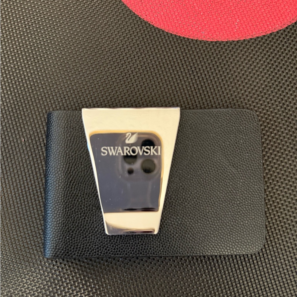 FLASH SALE! Swarovski Black Card Holder/ Money clip with Silver Accent